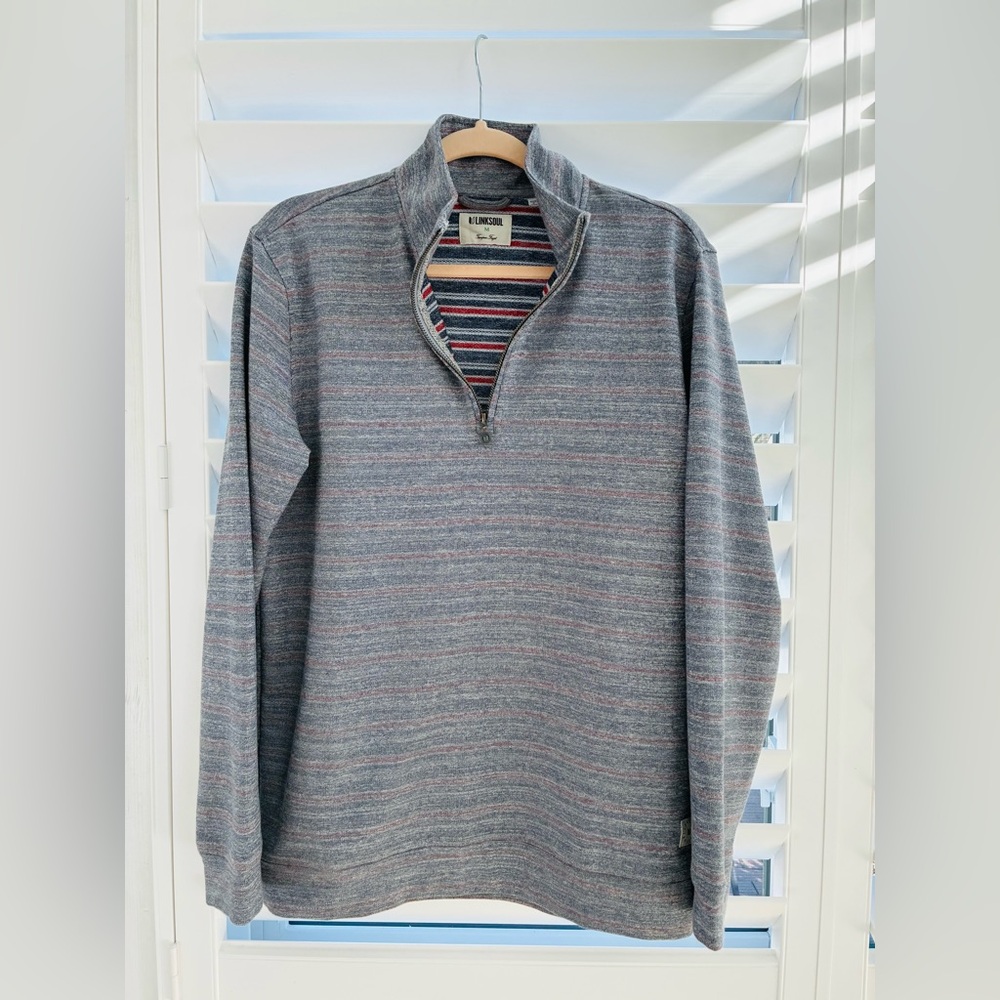 Linksoul Tempus Fugit Gray Heather Quarter Zip Golf Pullover Men’s Medium comfy